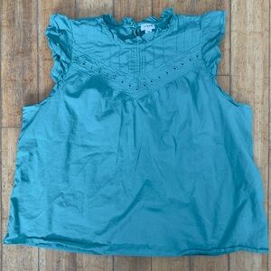 J.Crew Teal Ruffle Sleeve Women's Top